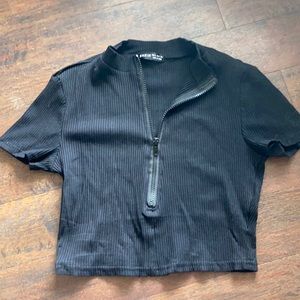 Half zip crop top